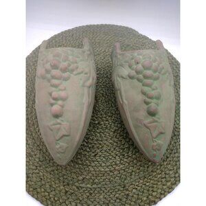 Vintage Ferrell Signed Moss Aztec Wallpockets With Grape Relief Design